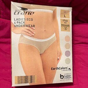 BRAND NEW ~ CRANE ~ 4 PACK ~ LADIES ECO BIKINI UNDERWEAR UNDIES ~ SIZE L / LARGE